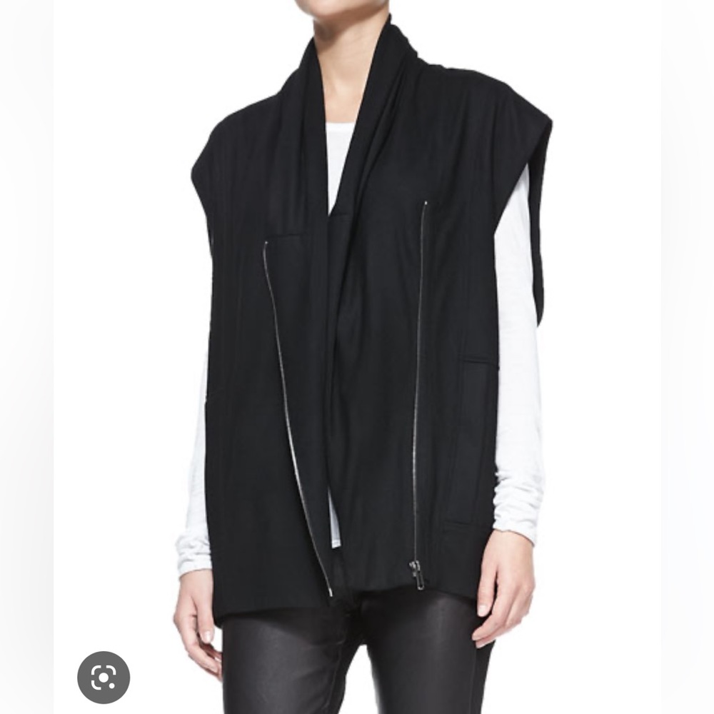 Helmut Lang Sonar Wool Vest w/ Asymmetrical Zipper Front and Side Slide Pockets